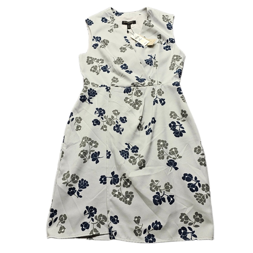 Banana‎ Republic Faux Wrap Dress Womens Size 2P Gray Floral Sleeveless Side Zip